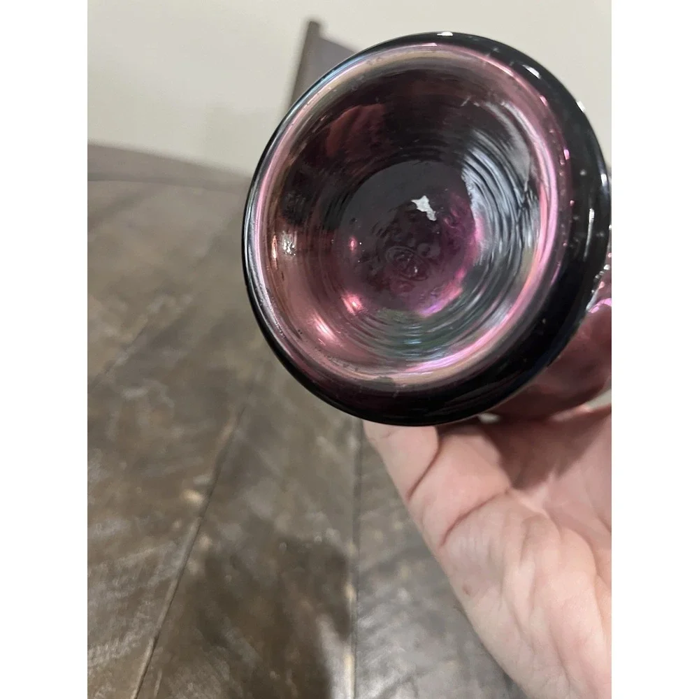 Fenton‎ Glass Aubergine Amethyst Iridescent Diamond Optic Vase Purple